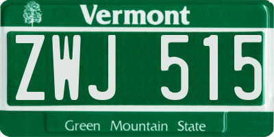 VT license plate ZWJ515