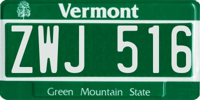 VT license plate ZWJ516