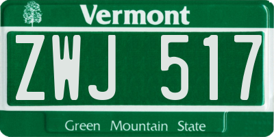 VT license plate ZWJ517