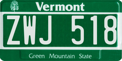 VT license plate ZWJ518