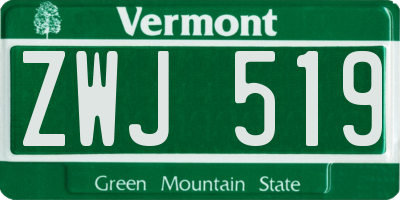 VT license plate ZWJ519