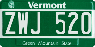 VT license plate ZWJ520