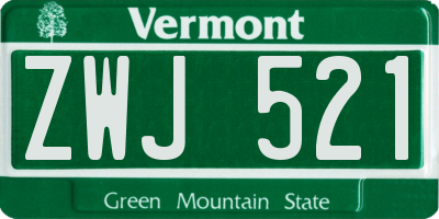 VT license plate ZWJ521