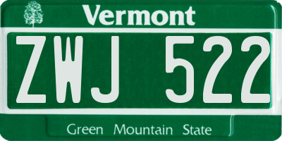 VT license plate ZWJ522