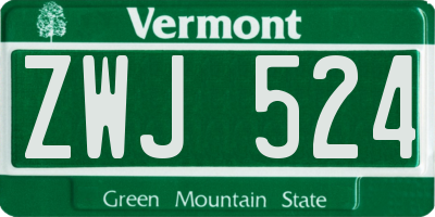 VT license plate ZWJ524