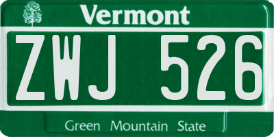 VT license plate ZWJ526