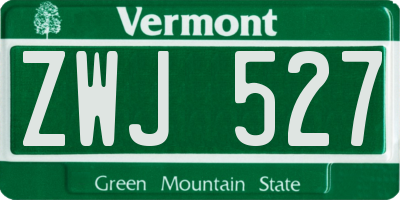 VT license plate ZWJ527