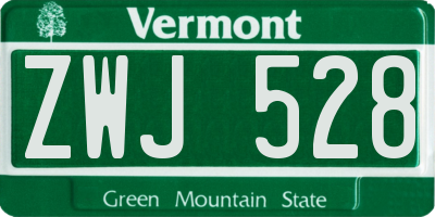 VT license plate ZWJ528