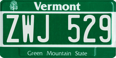VT license plate ZWJ529