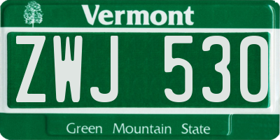 VT license plate ZWJ530