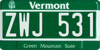 VT license plate ZWJ531