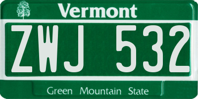 VT license plate ZWJ532