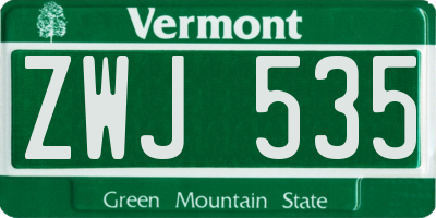 VT license plate ZWJ535