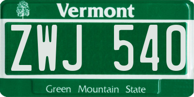 VT license plate ZWJ540