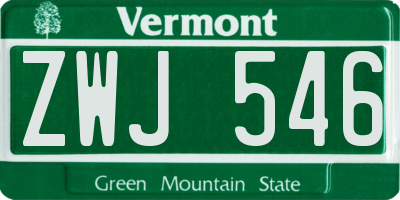 VT license plate ZWJ546