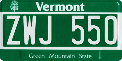 VT license plate ZWJ550
