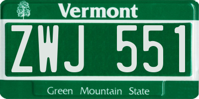VT license plate ZWJ551