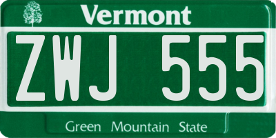 VT license plate ZWJ555