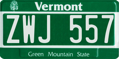 VT license plate ZWJ557