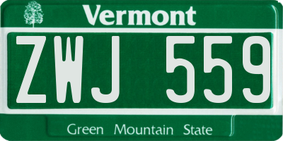 VT license plate ZWJ559