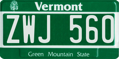 VT license plate ZWJ560