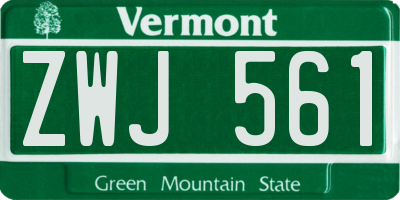 VT license plate ZWJ561