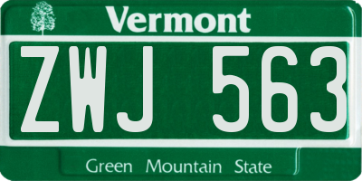 VT license plate ZWJ563