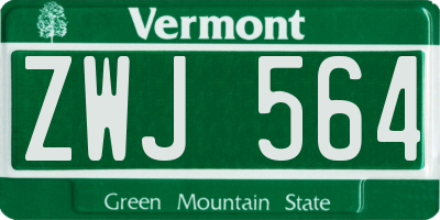 VT license plate ZWJ564