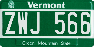 VT license plate ZWJ566