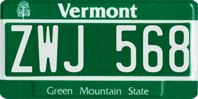 VT license plate ZWJ568