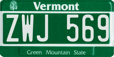 VT license plate ZWJ569