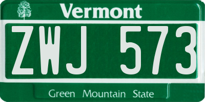 VT license plate ZWJ573