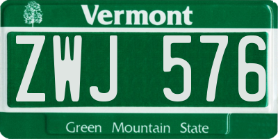 VT license plate ZWJ576