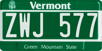 VT license plate ZWJ577