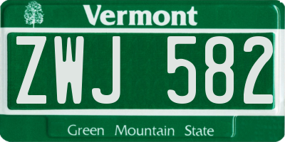 VT license plate ZWJ582