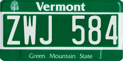 VT license plate ZWJ584