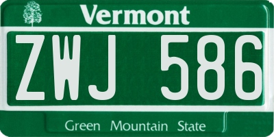 VT license plate ZWJ586