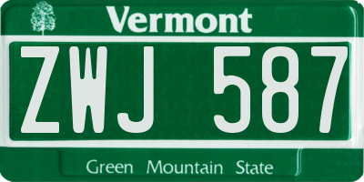 VT license plate ZWJ587