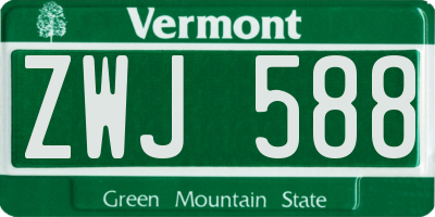 VT license plate ZWJ588