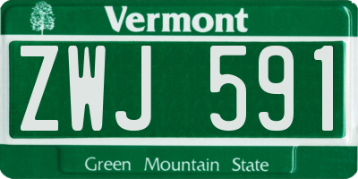 VT license plate ZWJ591