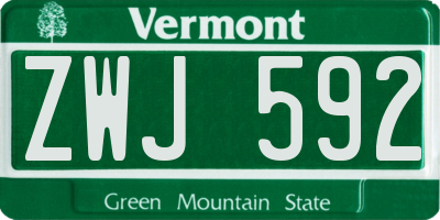 VT license plate ZWJ592