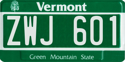 VT license plate ZWJ601