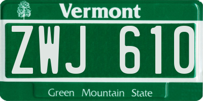 VT license plate ZWJ610