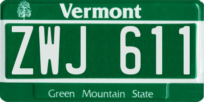 VT license plate ZWJ611