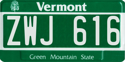 VT license plate ZWJ616