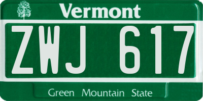 VT license plate ZWJ617