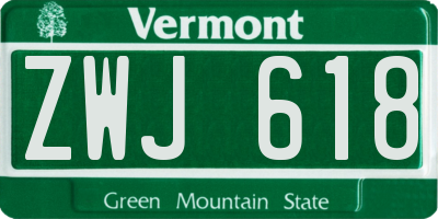 VT license plate ZWJ618