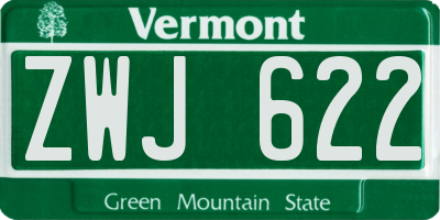 VT license plate ZWJ622