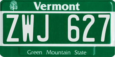 VT license plate ZWJ627