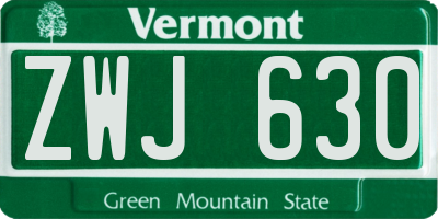 VT license plate ZWJ630